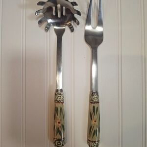 Decorative Floral Handle Serving Set
